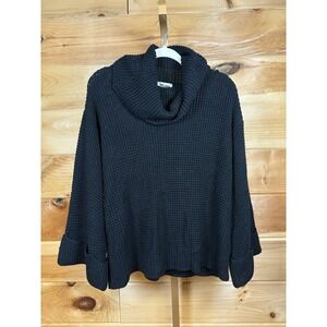 Show Me Your Mumu knit Oversized Waffle Knit Turtleneck Black Women's X Small